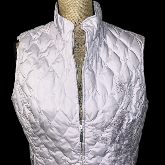 Eddie Bauer Lavender quilted embroidered vest - with Goose down fill. - Picture 3 of 7